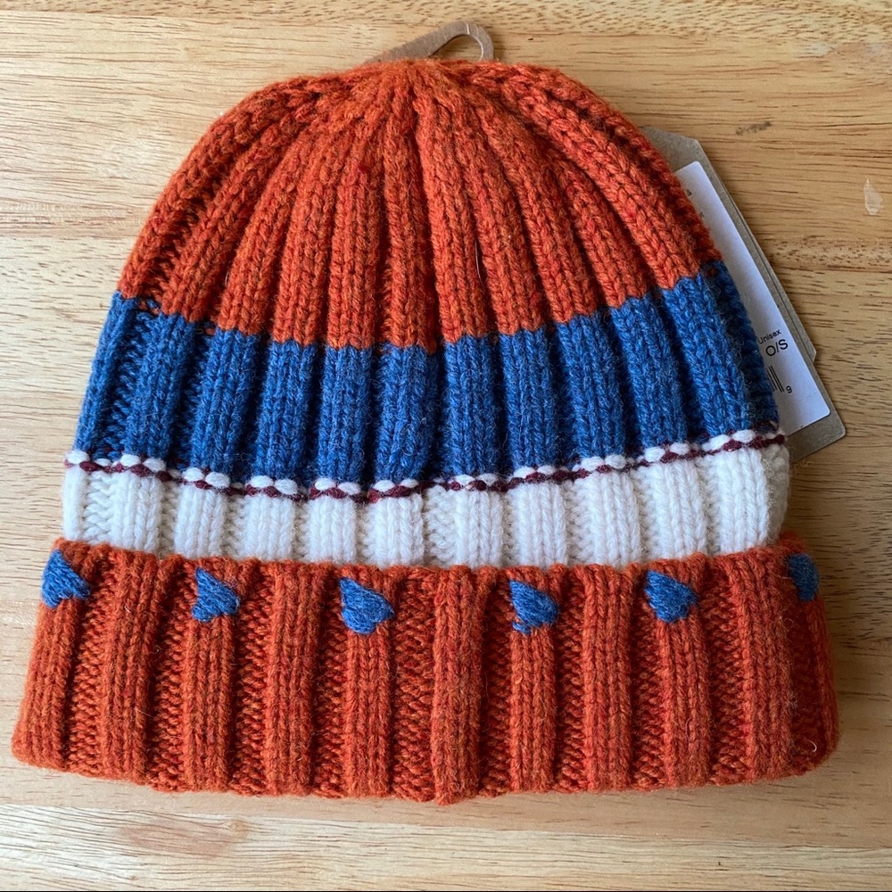 NWT Prana Orange & Blue Lexington Knit Cap Beanie